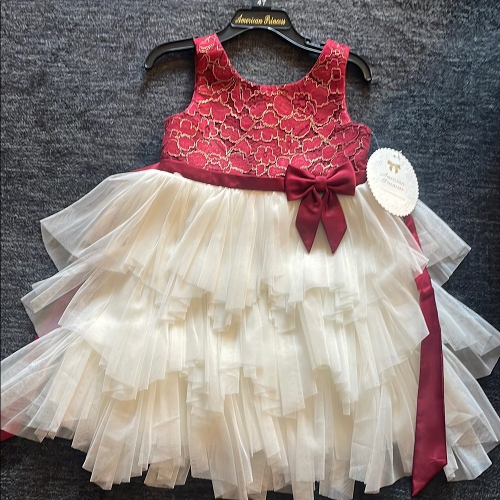 American Princess burgundy and Cream Formal Dress